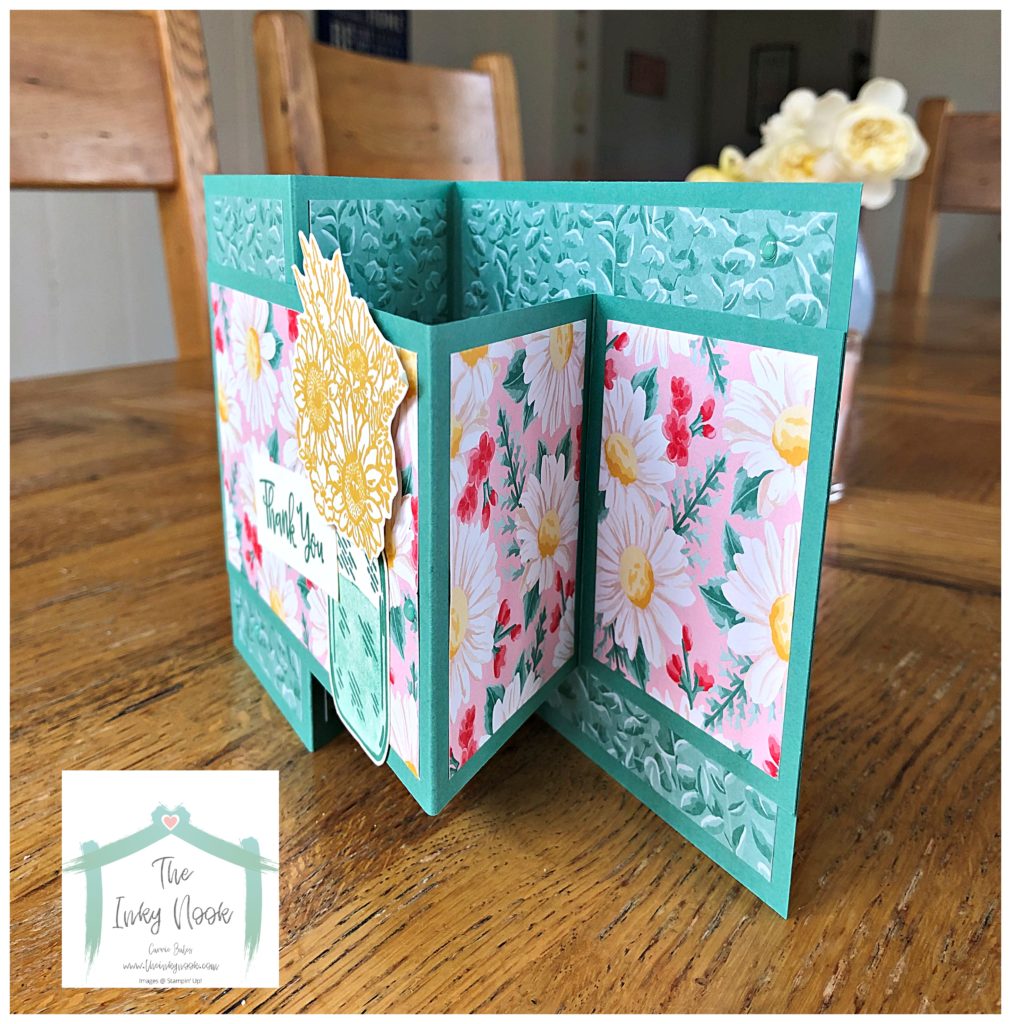 Double Z fold card using products from Flowers for every season suite by Stampin' Up!  These are available to order from me, Carrie Bates if you don't already have a demonstrator and are based in the UK, France, Germany, Netherlands, Austria.