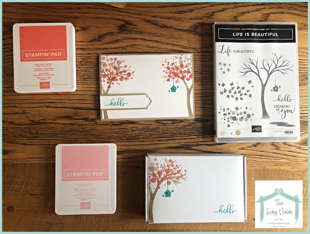 Welcome new neighbours, new team members, send a new home card to friends and family using the Life is Beautiful stamp set.  Designed by Carrie Bates at The Inky Nook, independent UK Stampin' Up! demonstrator