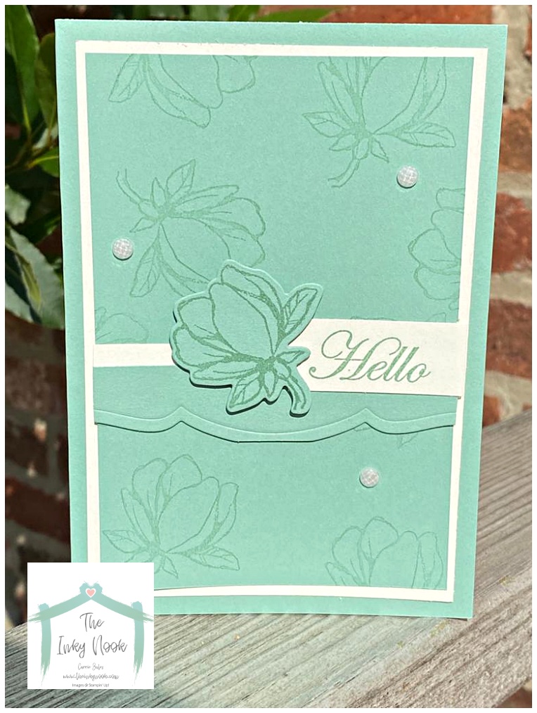 Hello card using Good Morning Magnolia from Stampin' Up! by Carrie Bates at The Inky Nook