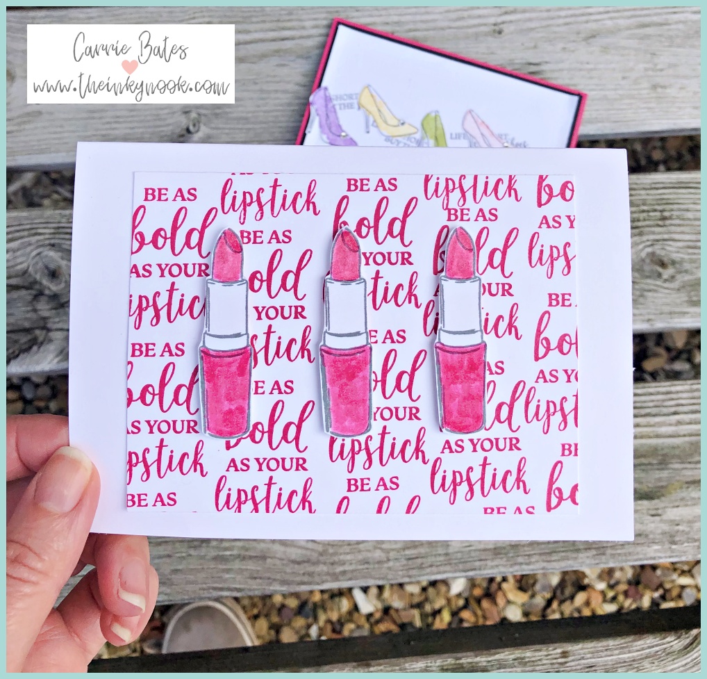 Dressed to impress inspiration for your lipstick/handbag or shoe loving friends.  Join me over at The Inky Nook to see what projects you could be creating with Stampin' Up! card making supplies.