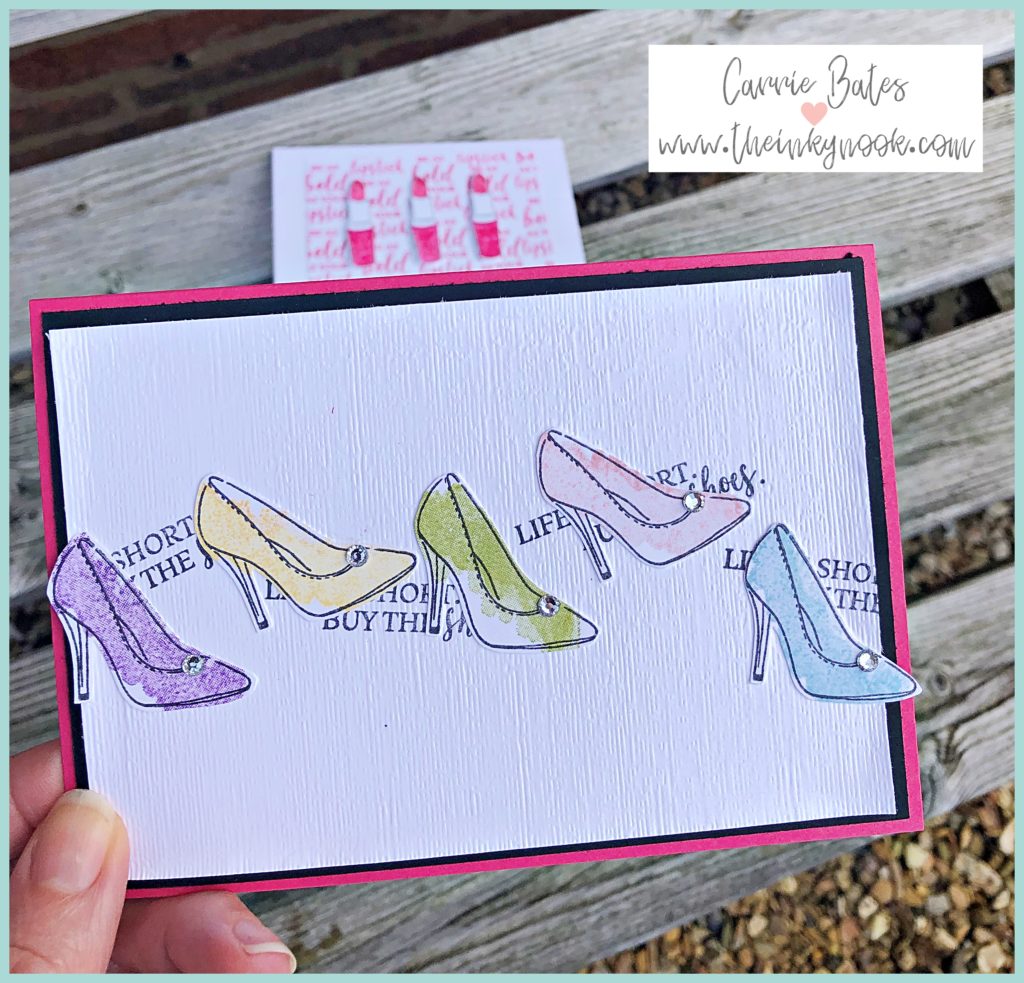 Dressed to impress inspiration for your lipstick/handbag or shoe loving friends. Join me over at The Inky Nook to see what projects you could be creating with Stampin' Up! card making supplies.