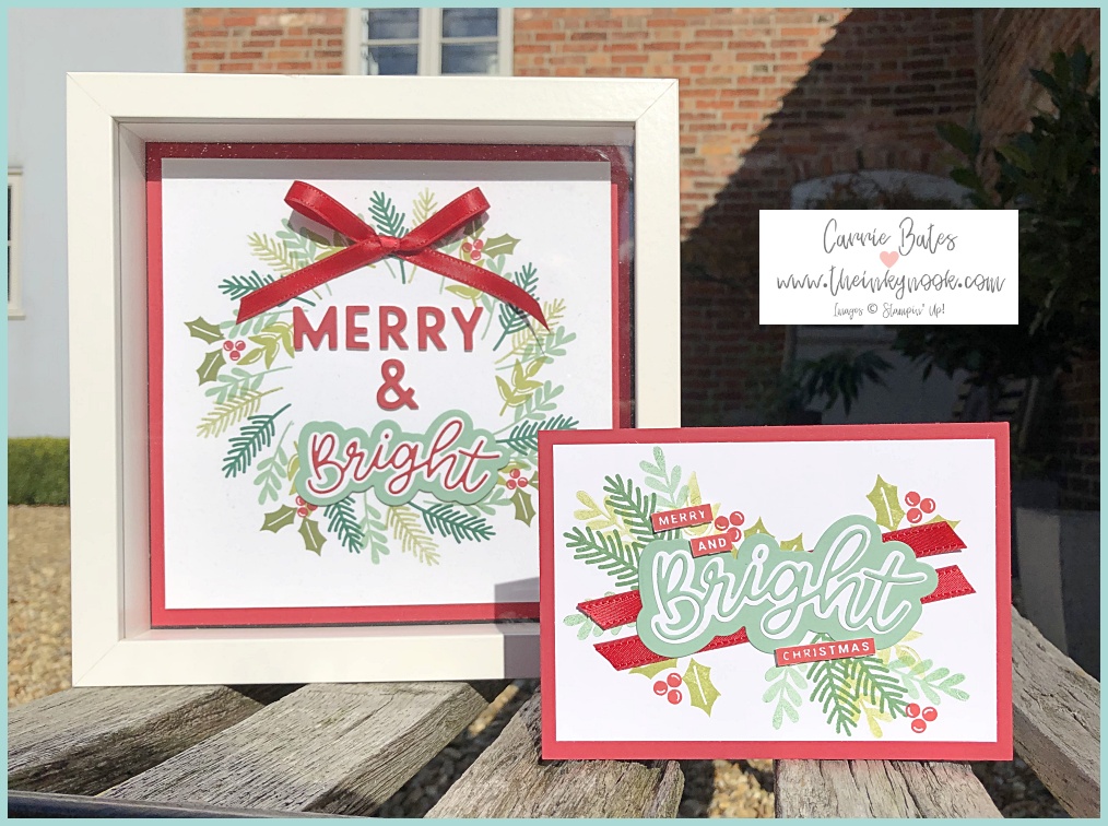 Merry & Bright box frame using the Peace & Joy bundle from Stampin' Up! by Carrie Bates, The Inky Nook, independent Stampin' Up! demonstrator