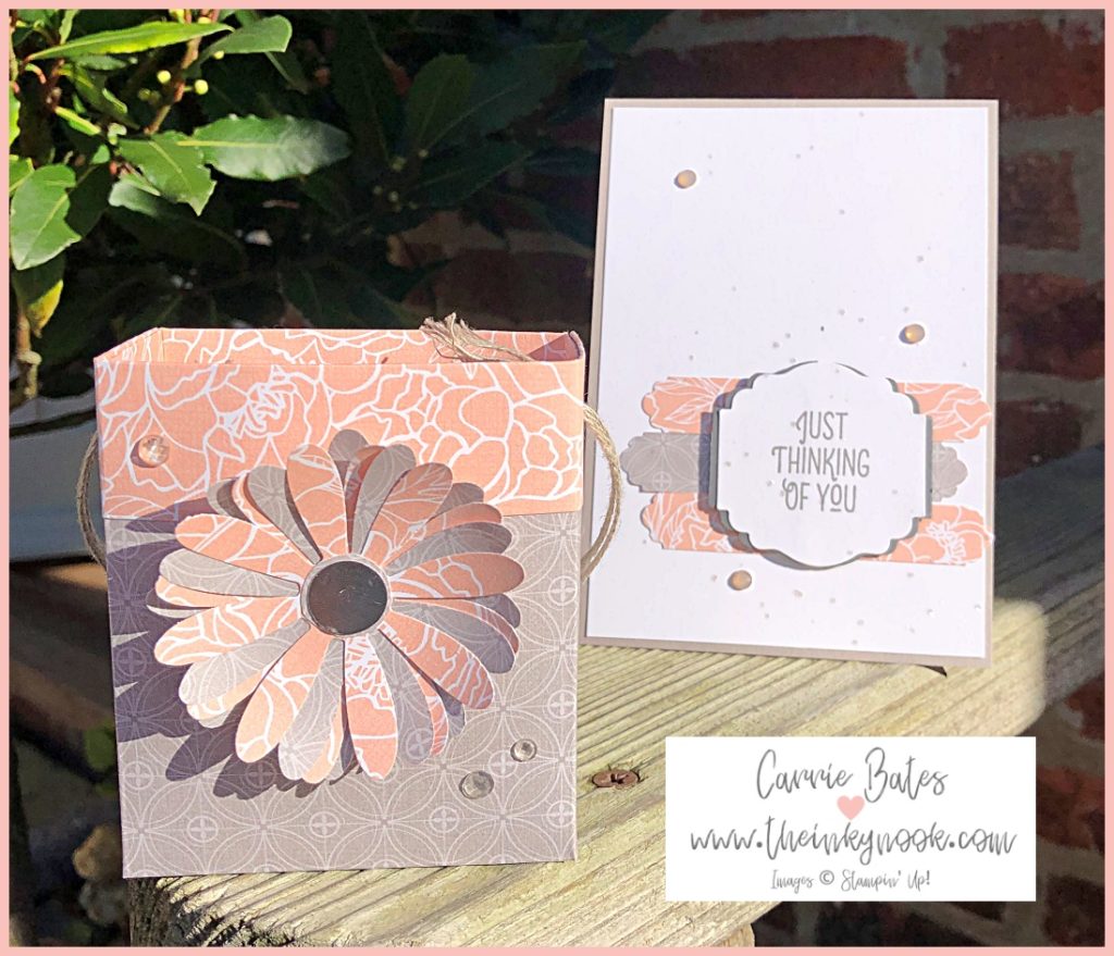 Peony Garden designer series paper quick and easy gift bag and card designed by Carrie Bates, The Inky Nook, Stampin' Up! UK demonstrator