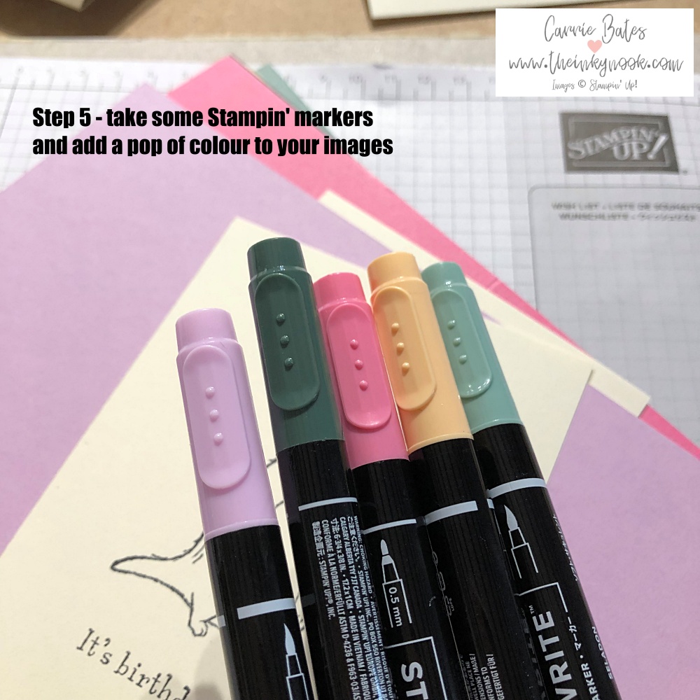 Step by step images showing how to use the Stamparatus  - a stamp positioning tool